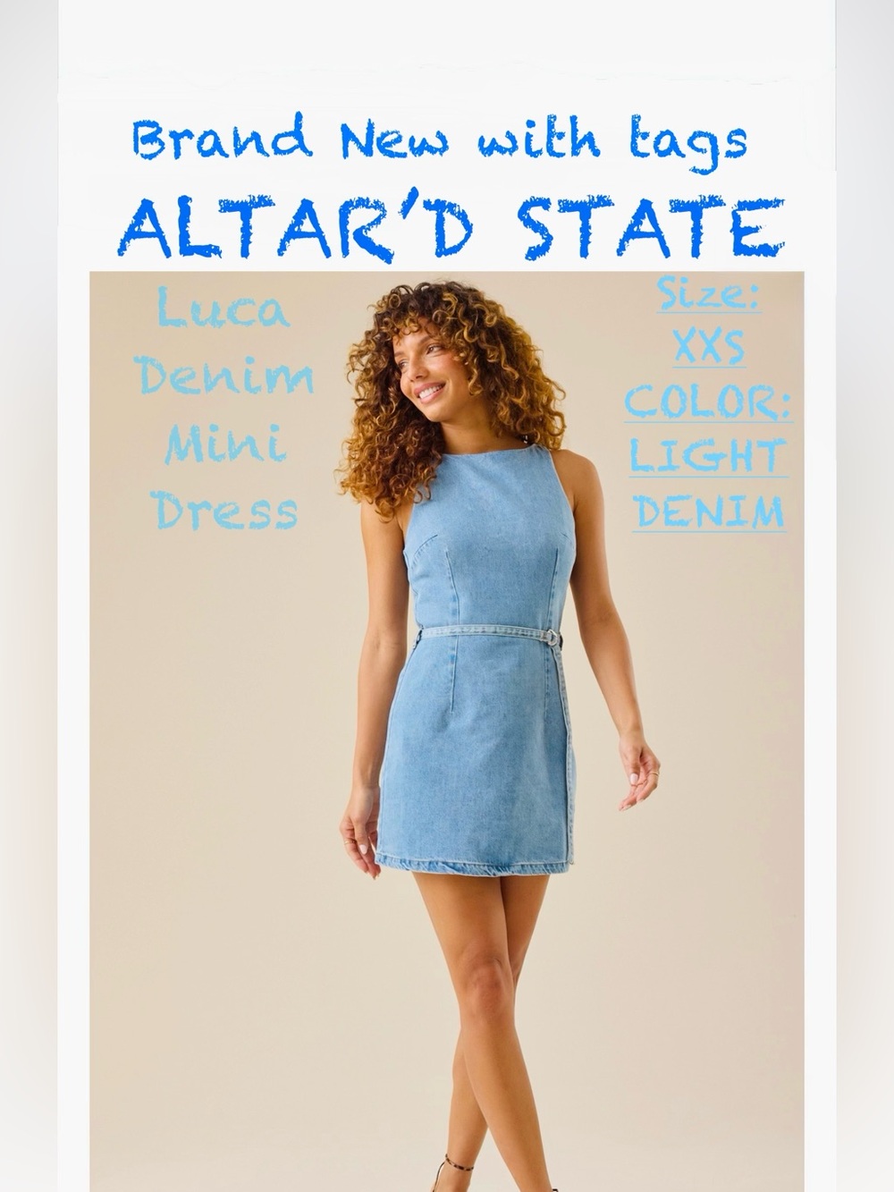 Altar'd State Denim Mini Dress - Light Blue